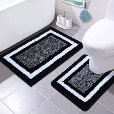 Black Bathroom Rug Set