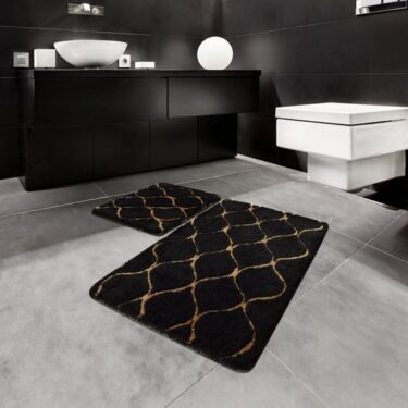 Black Bathroom Rug Set