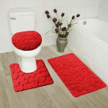Red Bathroom Rug Set