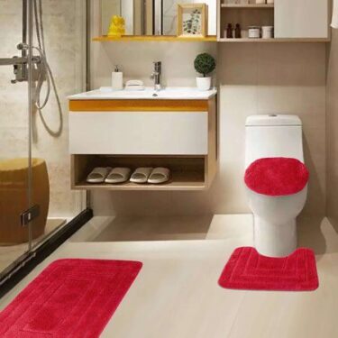 Red Bathroom Rug Set