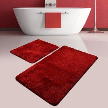 Red Bathroom Rug Set