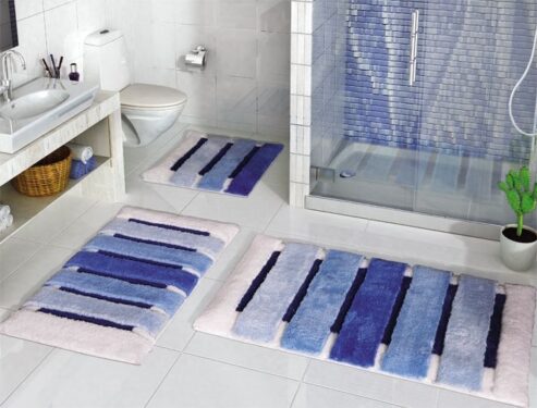 blue bathroom rug sets