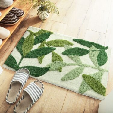 green bathroom rug