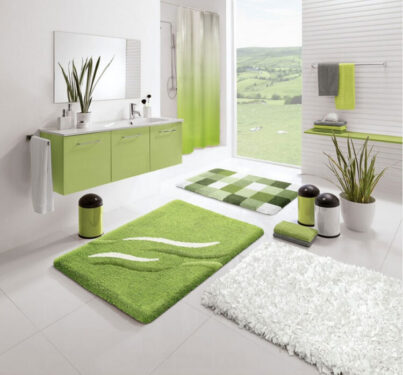 green bathroom rug