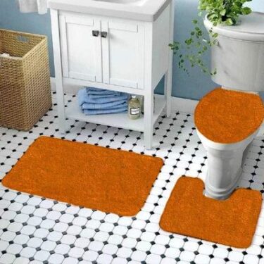 orange bathroom rug