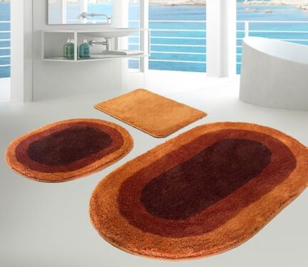 orange bathroom rug