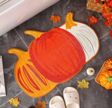 orange bathroom rug